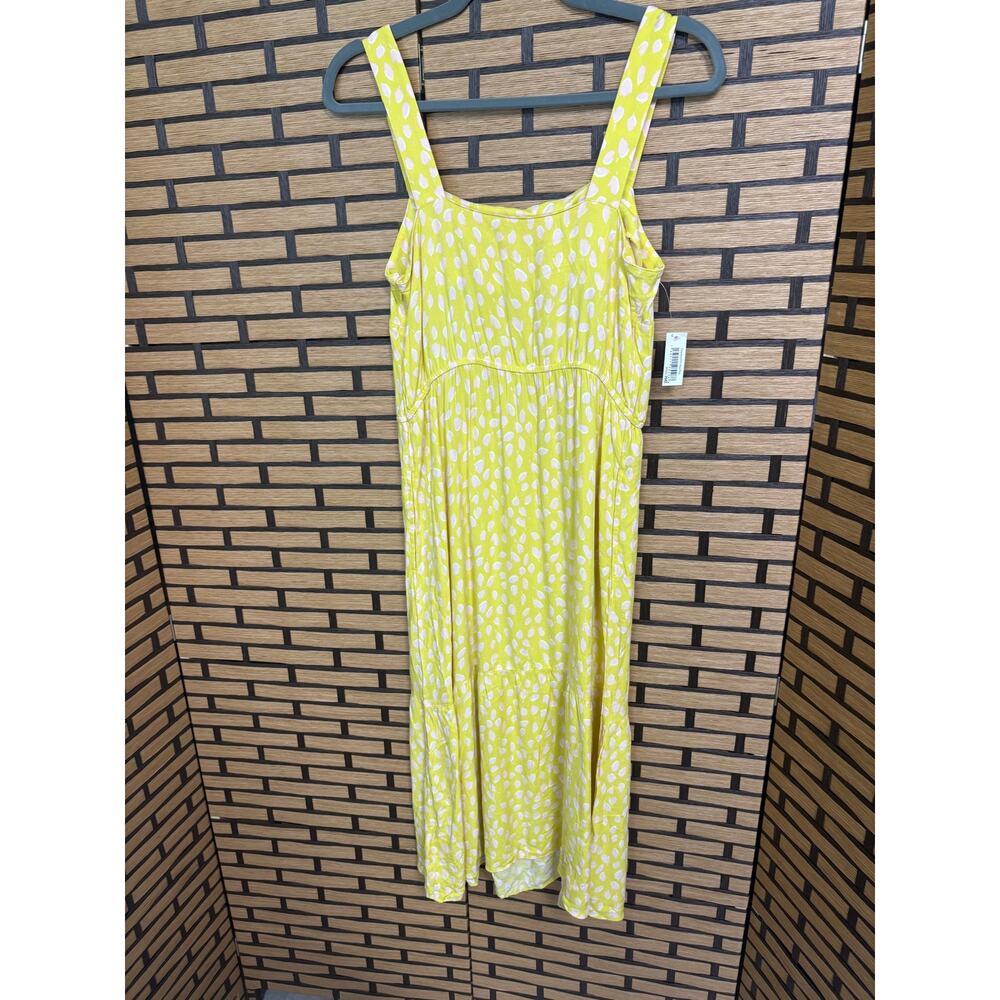 Amazon Essentials Chartreuse Polka Dot Midi Tank Dress Size‎ Medium